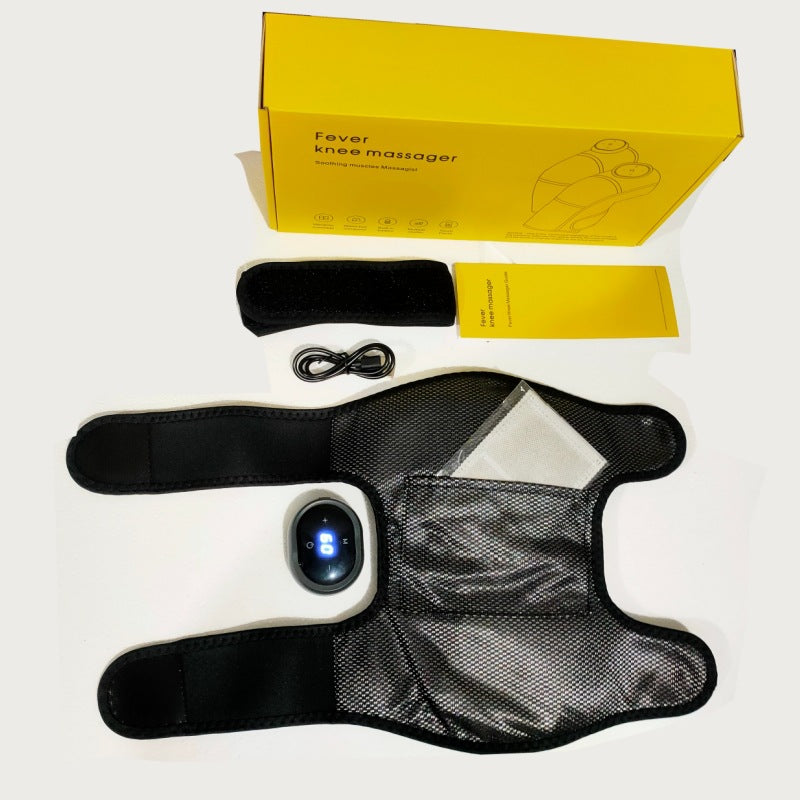 Grey Heated Knee Massager Brace with Vibration and Heat Therapy