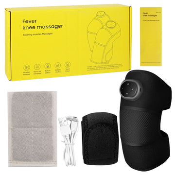 Black Heated Knee Massager Brace with Vibration and Heat Therapy