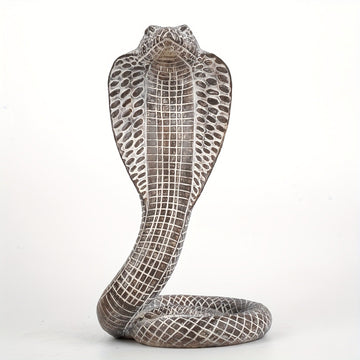 Vortaz Grey Resin Cobra Statue Decorative Home Ornament