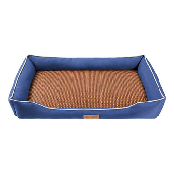 Blue Rectangular Pet Bed with Cooling Mat 64x46cm