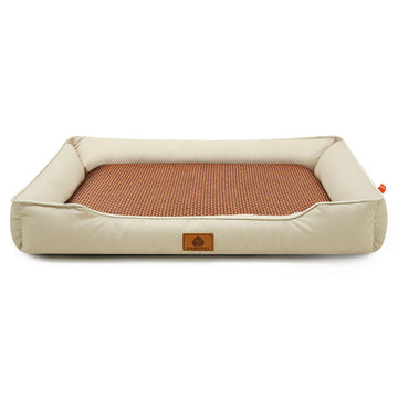Pet Bed with Cooling Mat 600D Oxford 64x46x12cm Khaki Size L