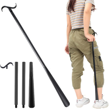 Dressing Aid Stick with S-Hook and Shoe Horn 3-Section 62-88cm Black