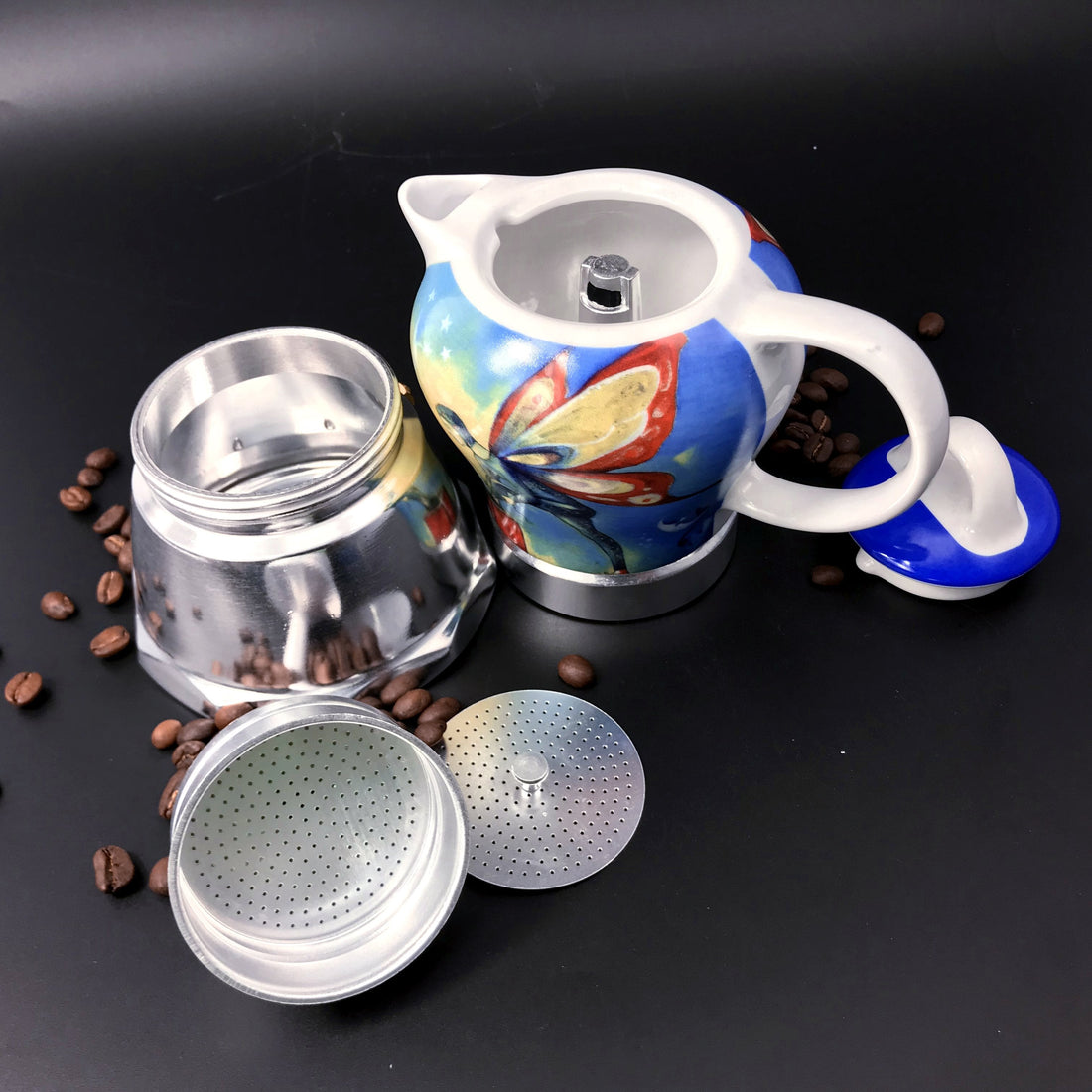 Fairy Vintage Moka Pot Stovetop Espresso Coffee Maker 3-4 Cup Ceramic