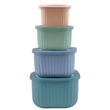 Food Storage Container Set 4-Piece Square Airtight Vented Lids BPA-Free