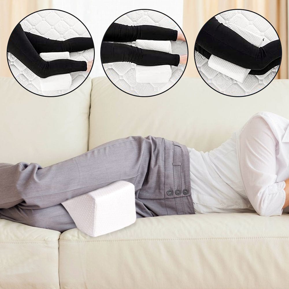 Memory Foam Knee Pillow for Side Sleepers 24x21cm — White