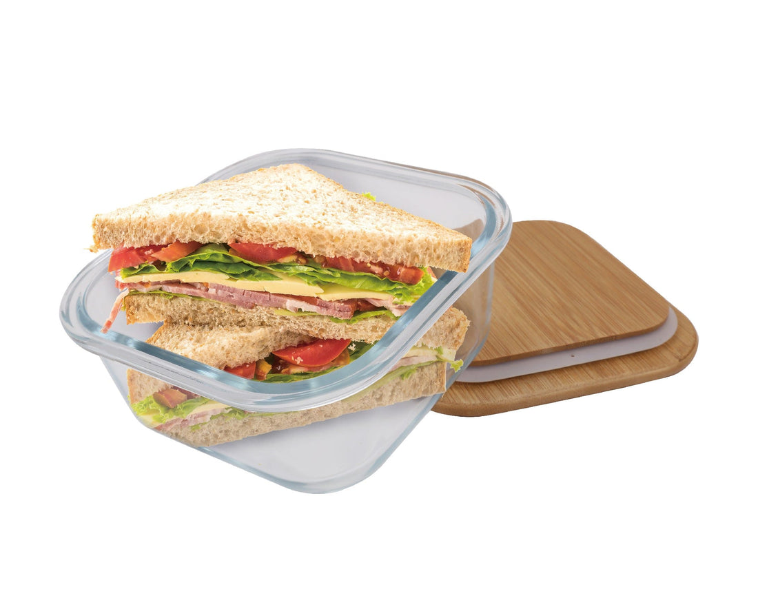 6-Pack Medium Glass Food Containers with Bamboo Lids BPA-Free