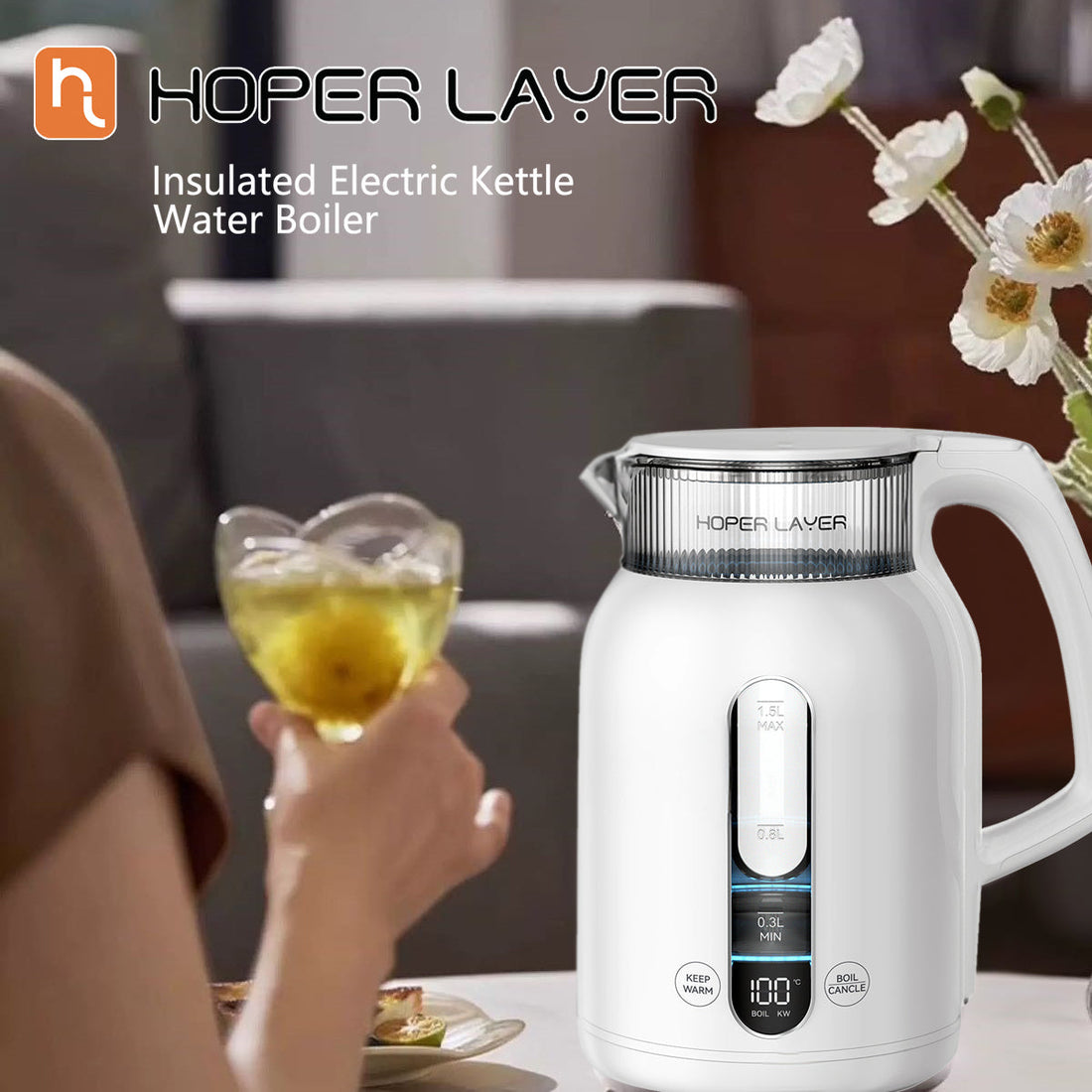 Hoper Layer Insulated Electric Kettle 1.5L