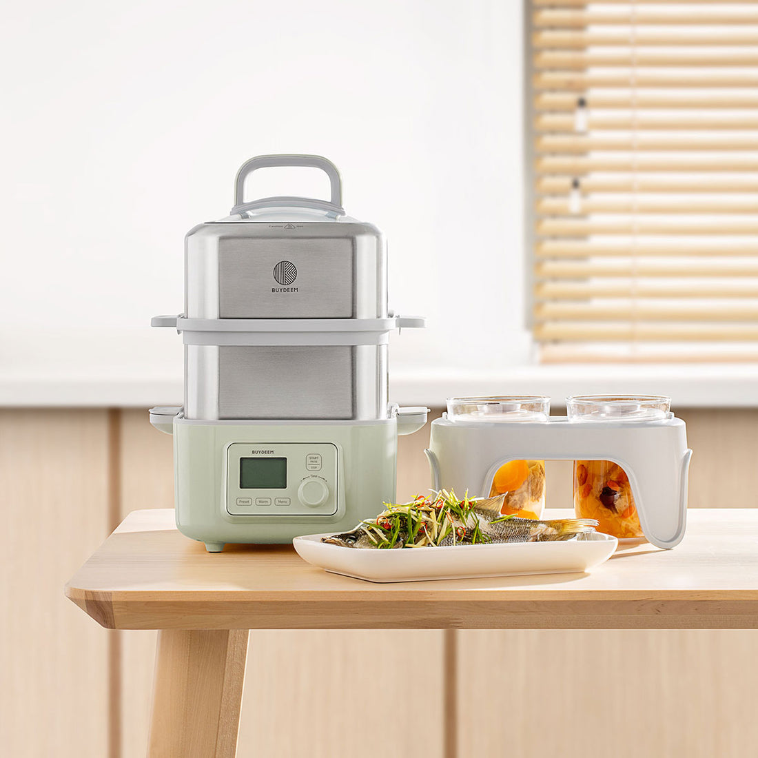 BUYDEEM 10L Double Tier Food Steamer Digital Touch 8-in-1 Stainless Steel