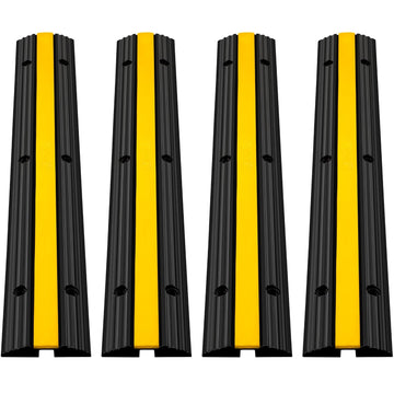 4-Pack Rubber Cable Protector 18000lbs Capacity Floor Cable Cover Black Yellow
