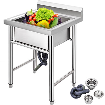 Vortaz Commercial Stainless Steel Large Tub Sink Farmhouse Cafe 44cm