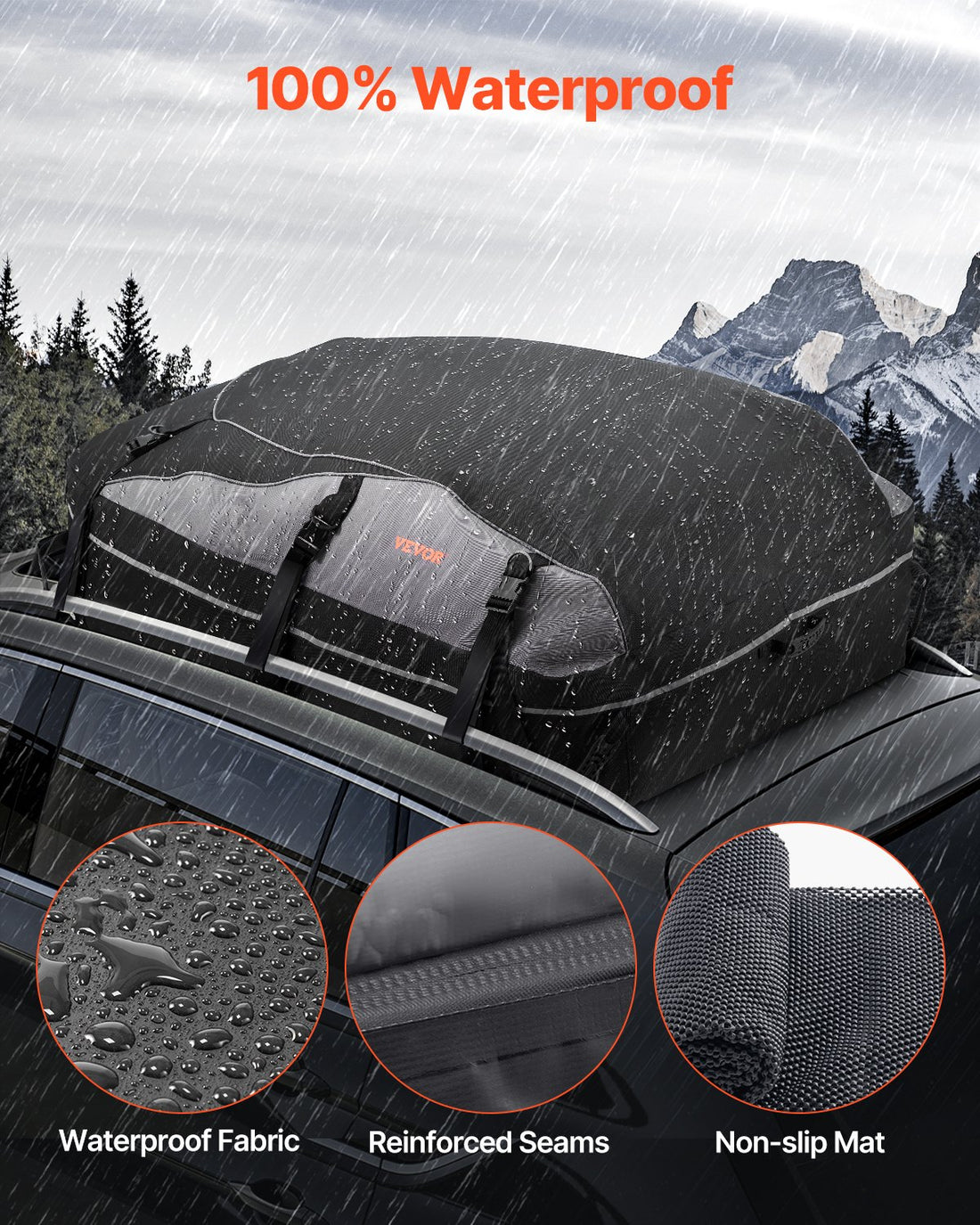 Waterproof Car Rooftop Cargo Carrier Bag 21 Cubic Feet 900D Oxford