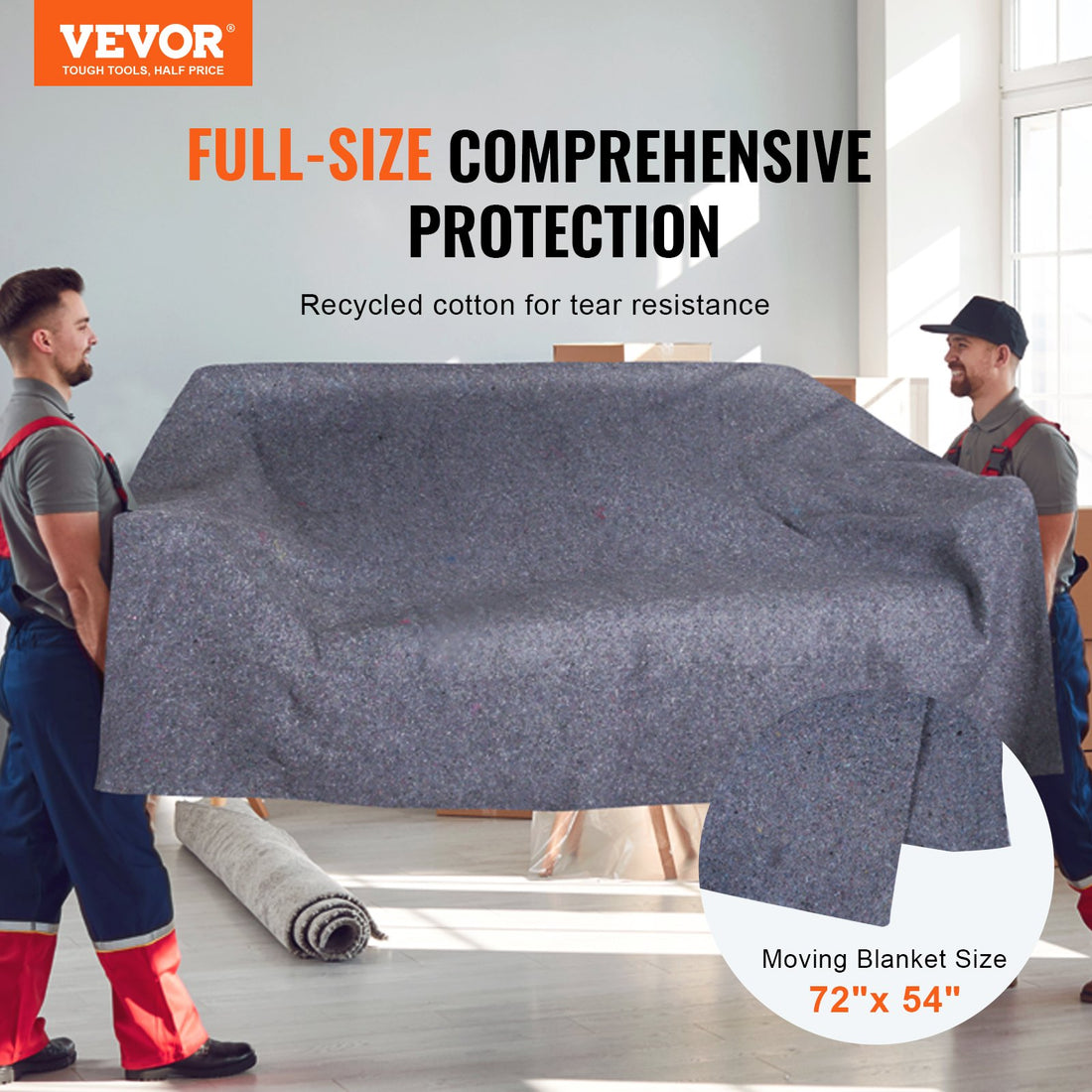 Vortaz Heavy Duty Recycled Cotton Moving Blanket for Furniture and Floors
