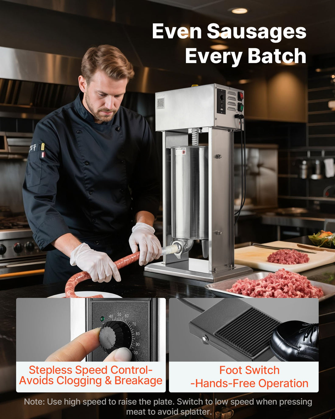 Electric Sausage Stuffer 15L Stainless Steel Foot Pedal