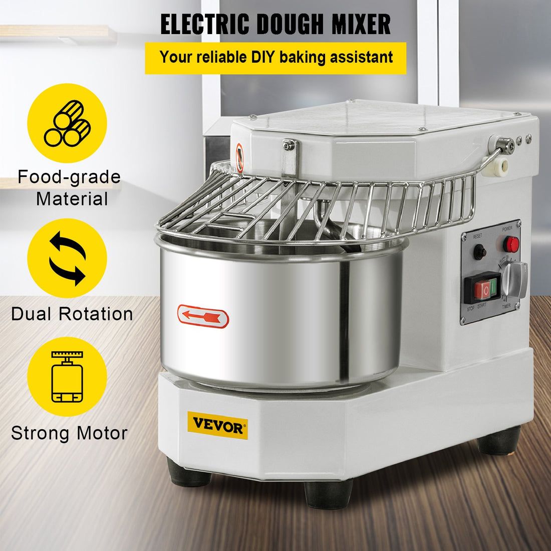 Vortaz Commercial Dough Mixer 8L 450W Tilt-Head Stainless Steel