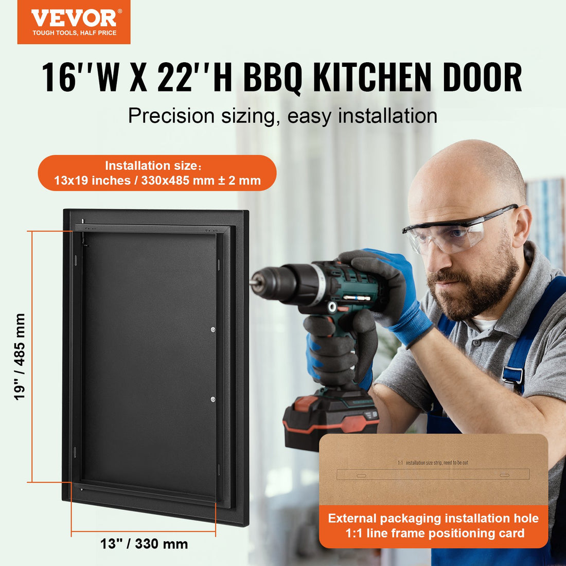 Matte Black BBQ Island Single Door 415x570mm Cold Plate Flush Mount
