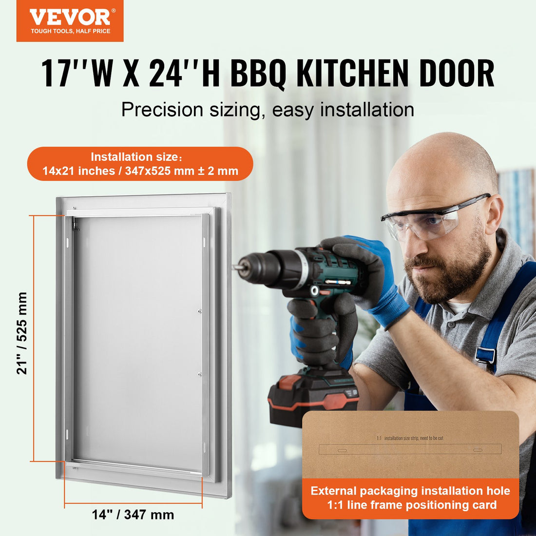 Stainless Steel BBQ Island Single Door 432x610mm Flush Mount