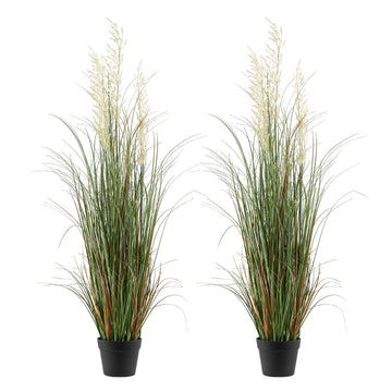 Vortaz Artificial Potted Reed Grass Plant 2 Pack Green 119cm