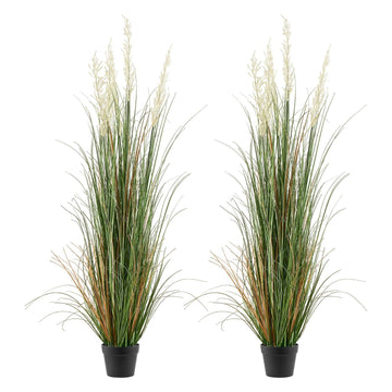 Vortaz Artificial Plant 2 Pack Potted Grass 1499mm Green PVC