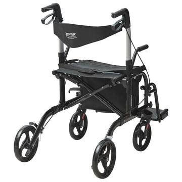 2-in-1 Rollator and Transit Wheelchair Aluminium 136kg