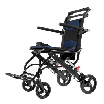 Ultra Lightweight Aluminum Transport Wheelchair Foldable 220lbs Flip Back Arms
