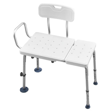 Heavy Duty Tub Transfer Bench with Arm Backrest 180kg Adjustable Height