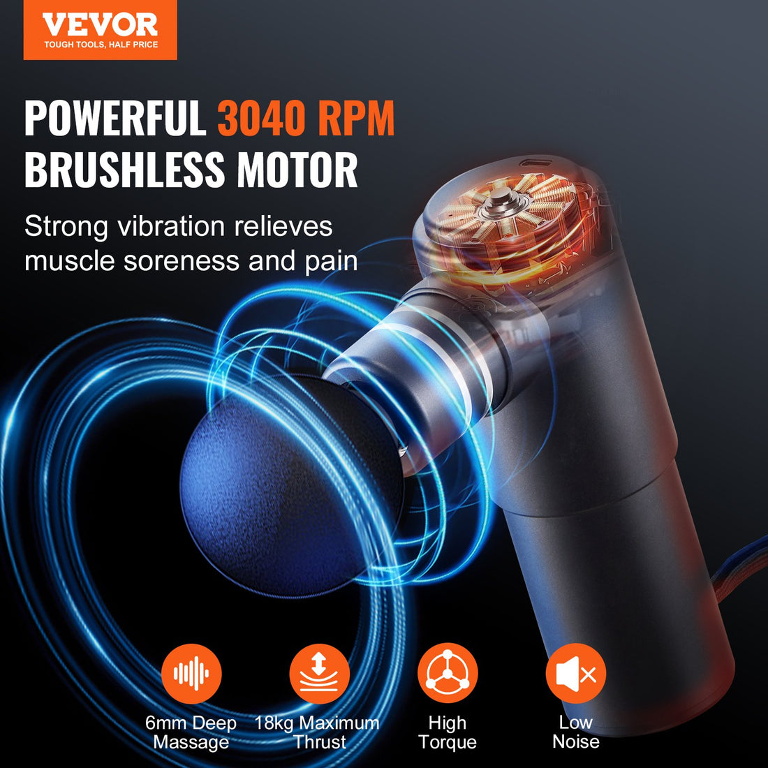 VEVOR Deep Tissue Percussion Massage Gun 4 Speed Levels for Athletes