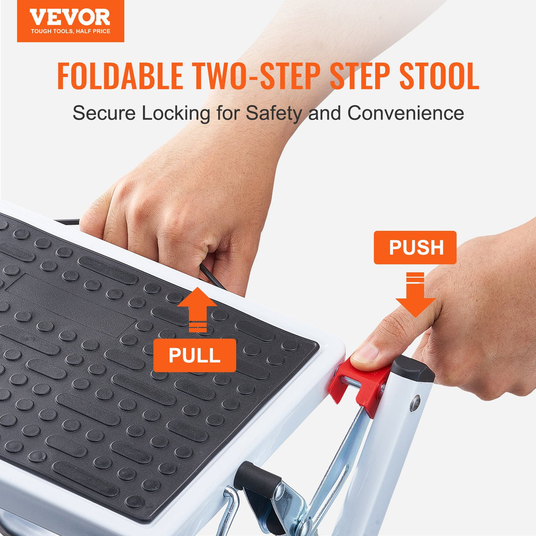 Folding Step Stool Steel 2-Step Anti-Slip 150kg