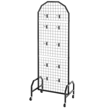 2-Pack Grid Wall Display Panel with Wheels 600x1640mm Black Steel