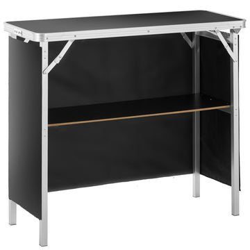 Portable Folding Bar Table Tradeshow Podium with Storage Shelf