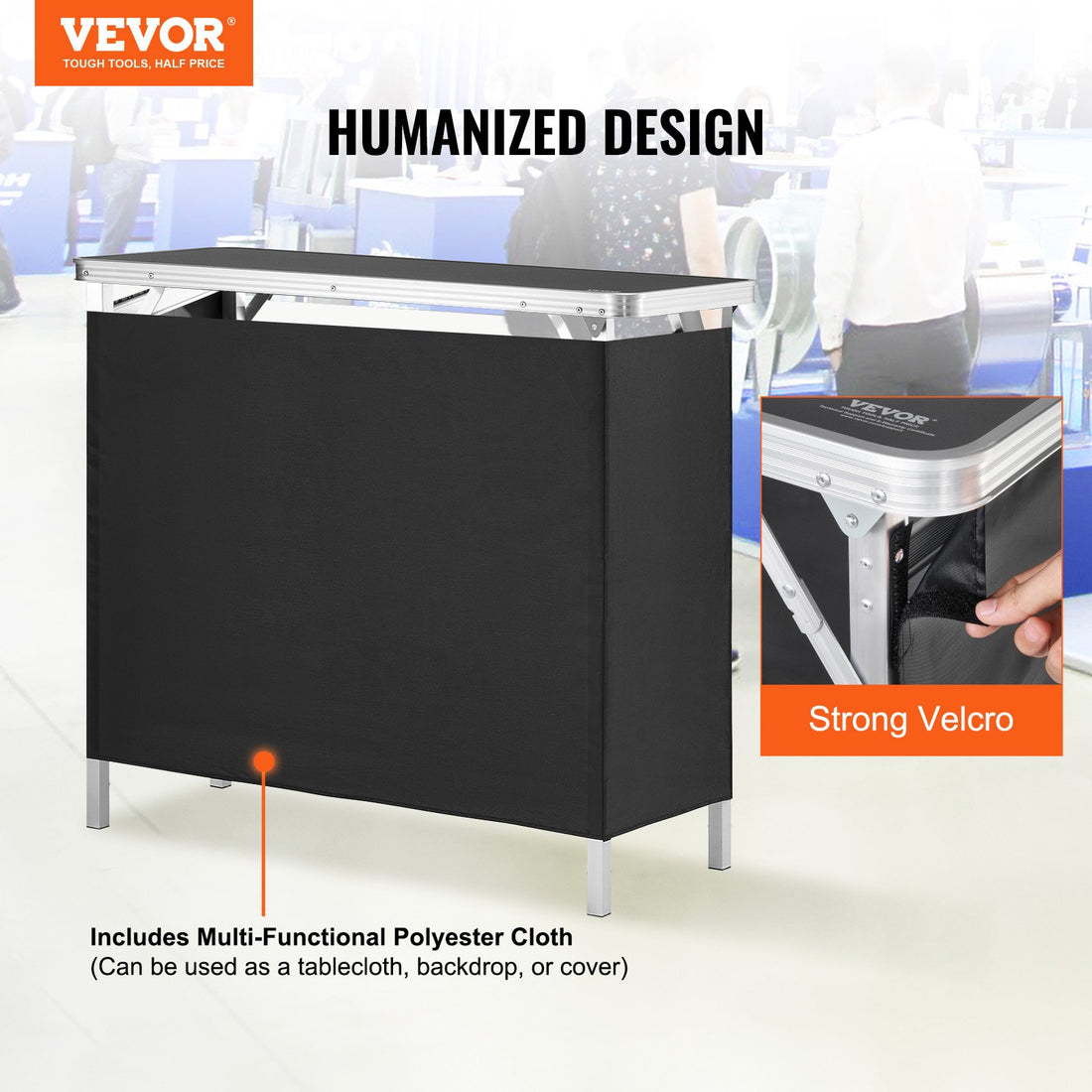 Portable Folding Bar Table Tradeshow Podium with Storage Shelf