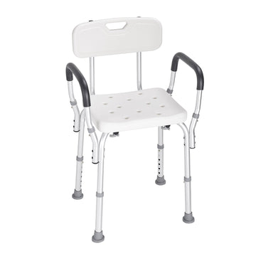 Aluminium Shower Chair with Backrest Non-Slip Drainage Holes 158kg