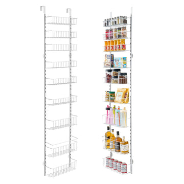 Over the Door Pantry Organizer 9-Tier Steel Storage Rack White