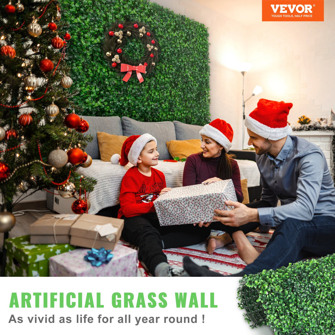 VEVOR Artificial Boxwood Panel UV Resistant Privacy Hedge Wall Green 12pcs
