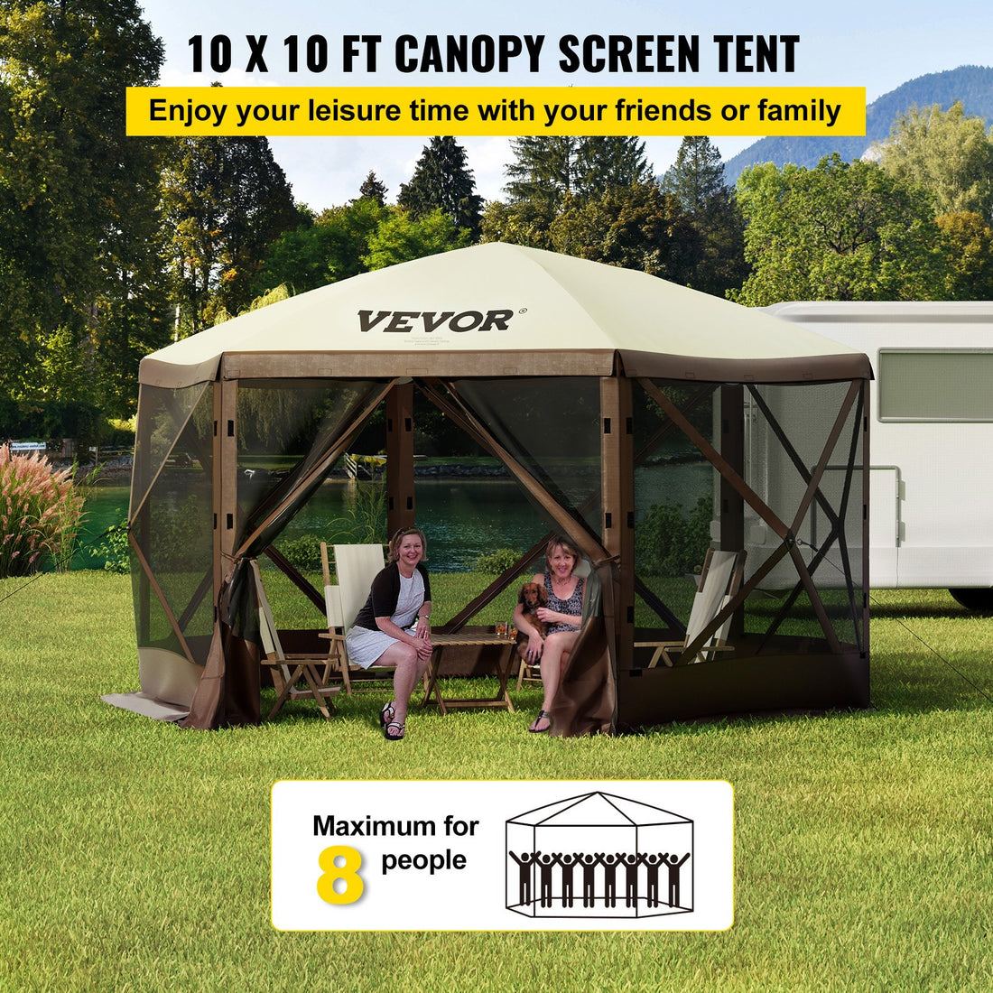 6-Sided Pop Up Camping Gazebo Shade Shelter 10x10ft