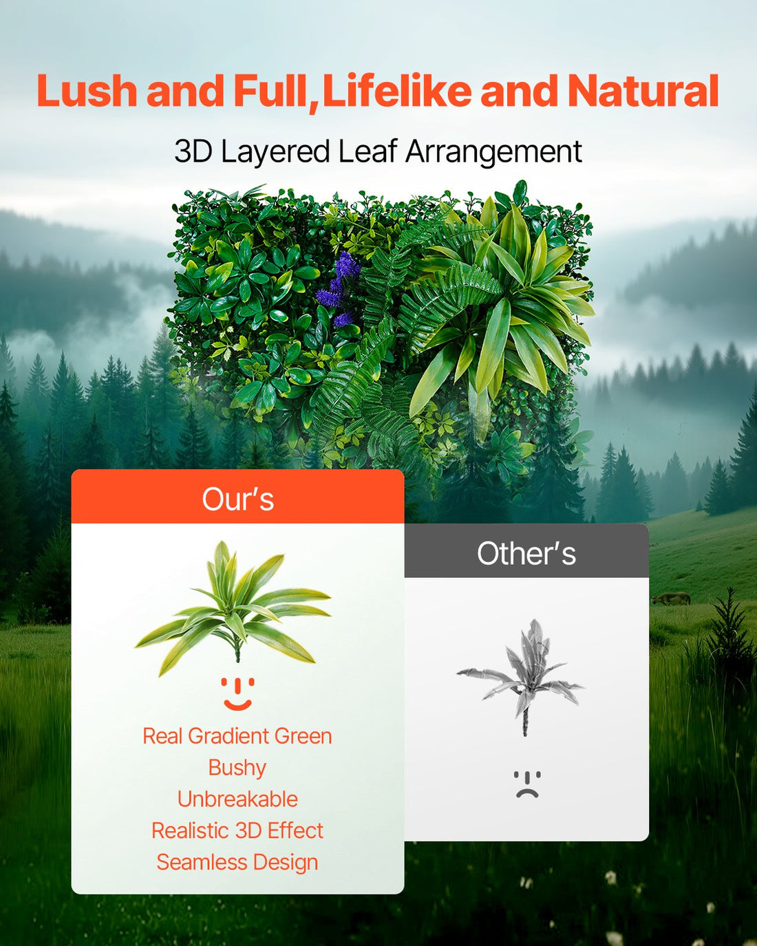 Vortaz Artificial Grass Wall Panel 8 Pack 3D Green