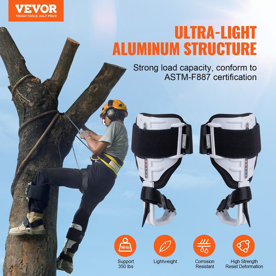 Tree Climbing Spikes Aluminium 350lbs Load Capacity Adjustable Spurs