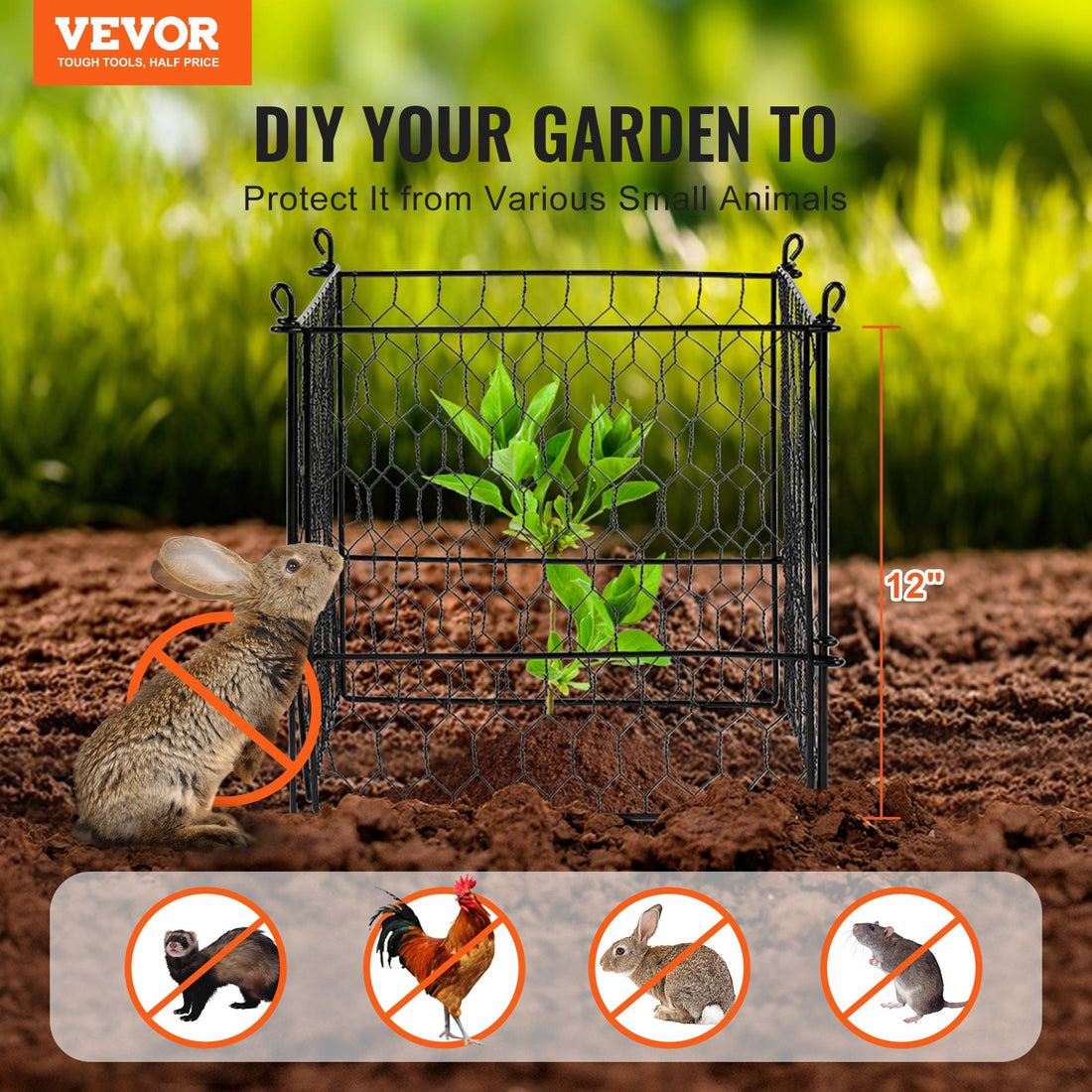 4-Pack Plant Protector Cage 34x34cm Metal Chicken Wire Garden Animals Out