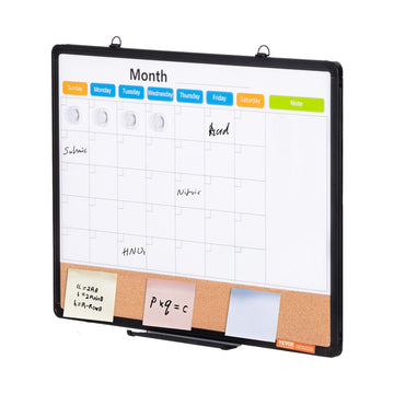 2-in-1 Monthly Calendar Whiteboard and Cork Board Combo 24x18 Aluminium Frame