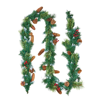 Warm White LED Christmas Garland 2.75m with Berry Clusters