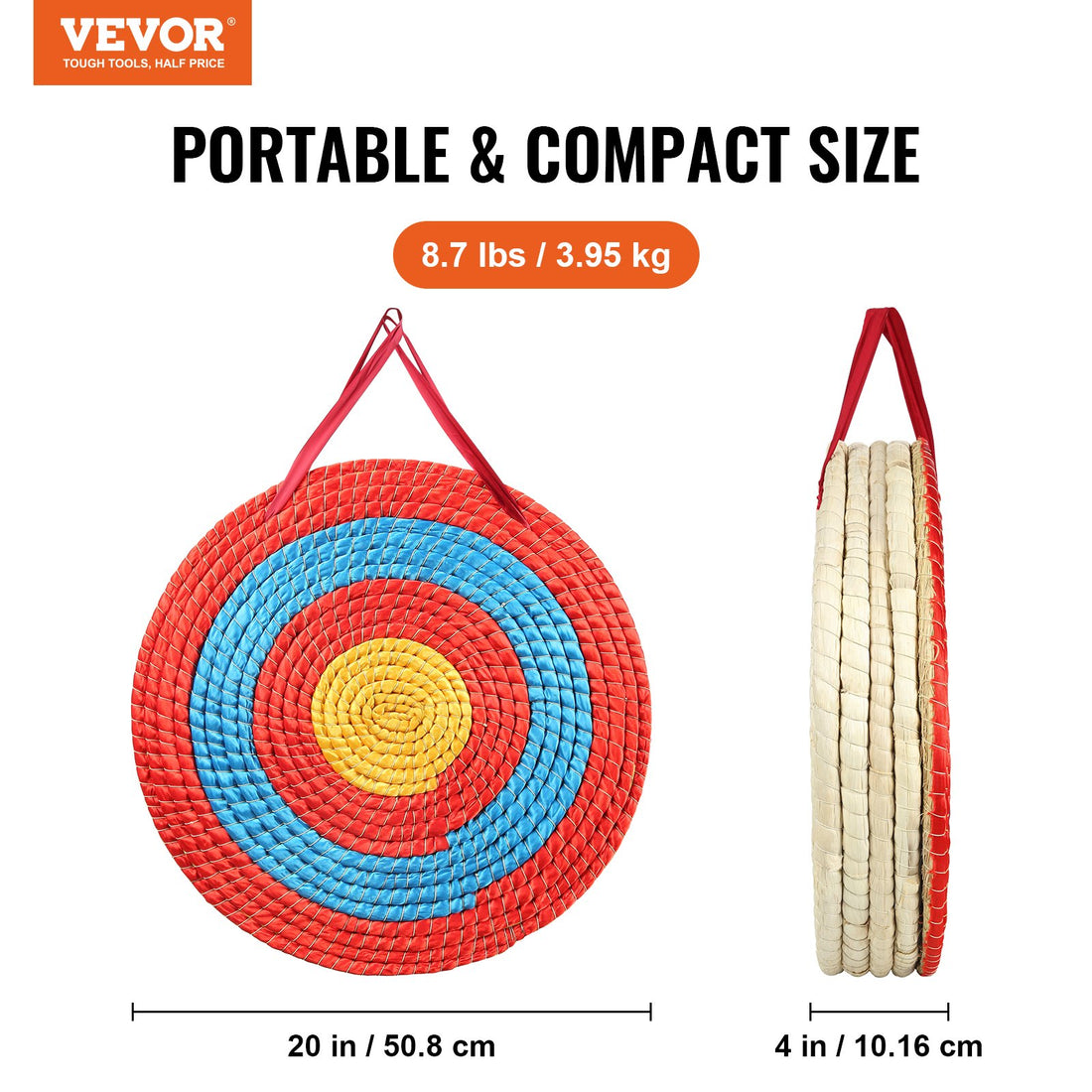 Archery Target 20-inch 5-Layer Solid Straw Round Target for Backyard Practice