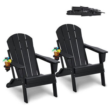 Gardeon Plastic Adirondack Chair Set of 2 All-Weather HDPE Black