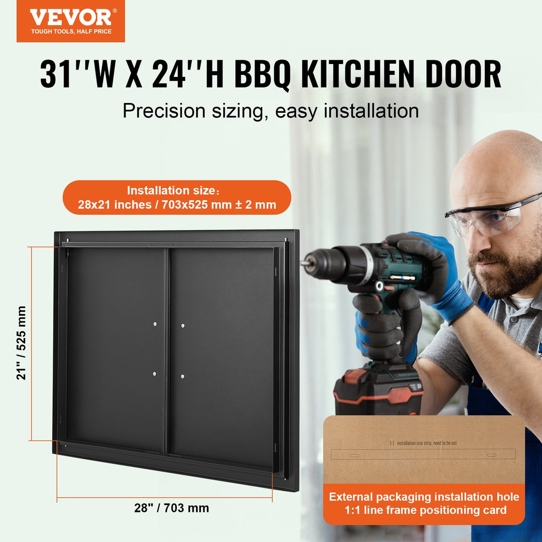 Matte Black BBQ Island Double Door 788x610mm Cold Plate Flush Mount