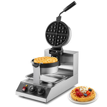Vortaz Commercial Waffle Maker Belgian Round 1300W Stainless Steel