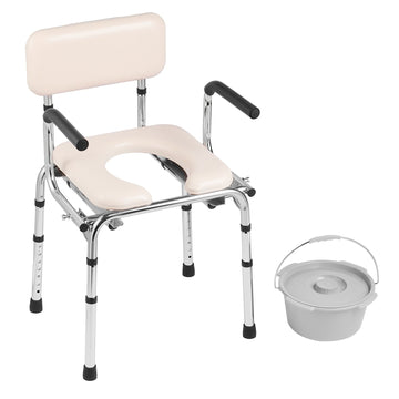 Portable Commode Chair Adjustable Height Padded Seat 350LBS