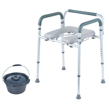 VEVOR Bedside Commode Chair Padded Seat Adjustable Height 350lbs