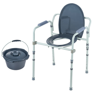 Bedside Commode Chair with Adjustable Height and 5.8L Bucket 350LBS