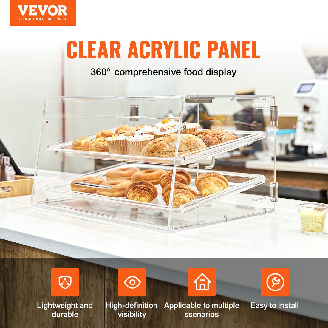 2-Tier Acrylic Pastry Display Case Countertop