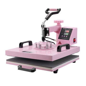 Vortaz Heat Press Machine 5-in-1 15x15 Swing Away Digital Pink