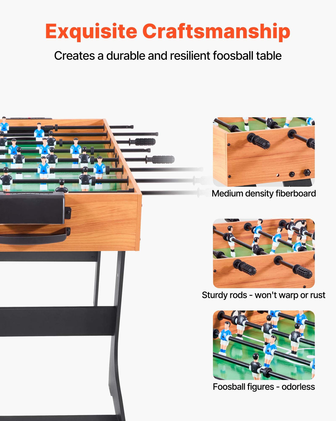 Foldable Foosball Table MDF 106cm with 22 Players 2 Balls
