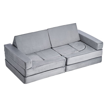 Kids Modular Play Couch 14-Piece Convertible Sofa Gray